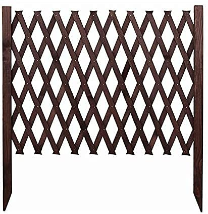Lattice Panels Decorative Fences Thickening Telescopic Fence Picket Fence Pine Fence Earth-Inserting Fence Smooth Surface Plate Suitable for Outdoor Garden L006012(Color:Brown Size:290x120cm)