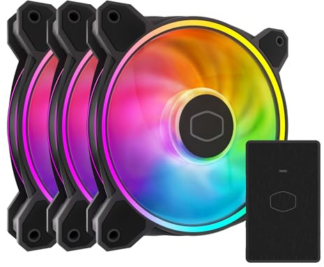 Cooler Master MF120 Halo² - Carcasa de PC 3 en 1, enfriador líquido, ventilador de enfriador de aire, ventilador de 120 mm, anillos aRGB de doble bucle, PWM dinámico de 2.050 RPM, cuchillas de