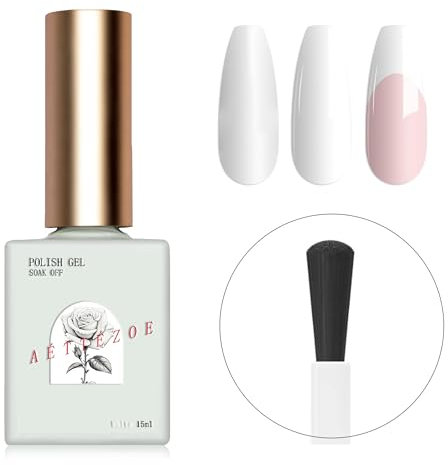 Aéttézoe UV Nagellack Weiß, 15ml Weiss French Gel Nagellack Schnell Trocknend, UV Gellack Klassischer für Maniküre Art Starter, Soak Off Shellac Nail Gel Polish Salon & Heimgebrauch Nail Art DIY