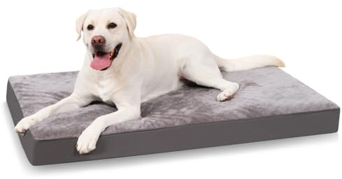 KSIIA Orthopädisches Hundebett Große Hunde, XXL, 111x81x9cm, Dunkelgrau | Waschbar Hundekissen Flauschig Hundematte Rutschfeste Unterseite, Eierförmiger Kistenschaum Hundematratze, Abnehmbarer Bezug