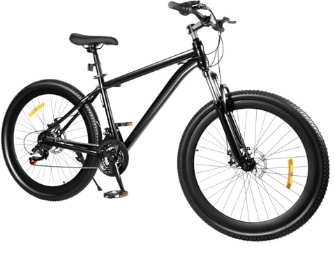 KEESUNG 26 MTB Mountain-Bike, Schwarz 21 Gang Mountainbike Fahrrad Jugendfahrrad Erwachsene Mountain-Bike Rennrad Bike für Damen & Herren, Jungen, Mädchen