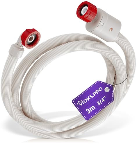 Viоks.pro Water Stop Washing Machine Hose Water Hose 3/4 Inch 3 m 90°C Straight/Angled Universal Water Stop Inlet Hose Washing Machine/Aquastop Hose Dishwasher