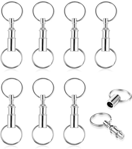 AHQiZFX 8 portachiavi rimovibili,portachiavi a sgancio rapido,portachiavi staccabile,portachiavi rimovibile con doppio anello portachiavi, portachiavi in metallo doppio diviso, argento, 8 cm