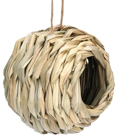 Maison pour colibri tissée à la main, nichoir pour oiseaux canaris pour l'extérieur, nichoir en paille en fibre naturelle, nid d'oiseaux pour repos, mangeoire pour oiseaux, nid de paille fait à la