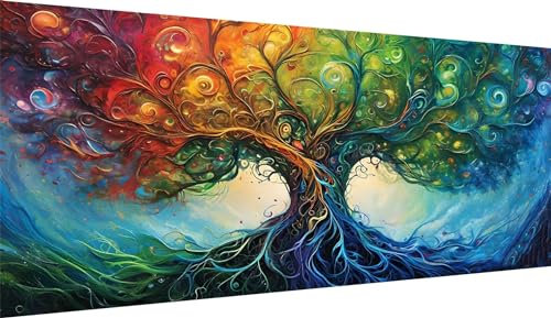 5D Baum Diamond Painting XXL 80x160cm, Diamant Painting Bilder Abstrakt Diamond Painting Erwachsene Mosaikherstellung, Full Runden Steine Crystal Strass Stickerei Diamant kunst,Deko wohnzimmer WE-3563