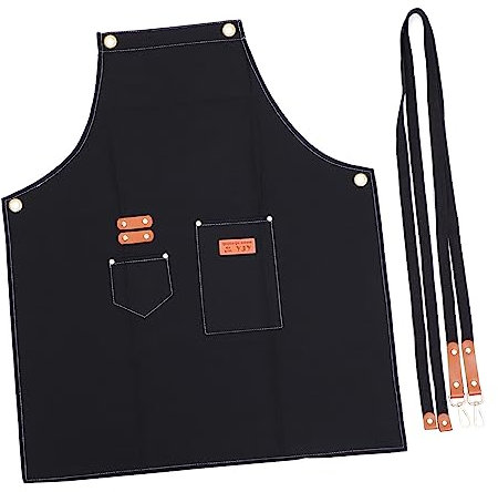 COLLBATH 1pc Hair Stylist Apron Full Canvas Smock for Hairdressing and Waitressing and Design for Salon Cafe and Outdoor Use