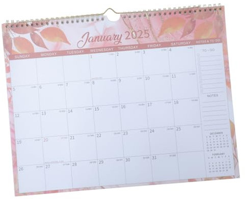 NUOBESTY Intelligenter Kalender Für Kühlschrank Oder Spiralbindung Großer Tischkalender Mit Blumenmuster Fürs Büro