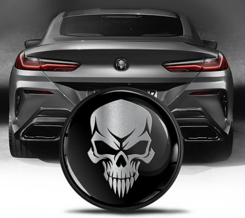 Biomar Labs Motorhaube Kofferraum Plakette Abzeichen 74 mm Kompatibel mit BMW Emblem 51148219237 Silber Schwarz Schädel EZ 29