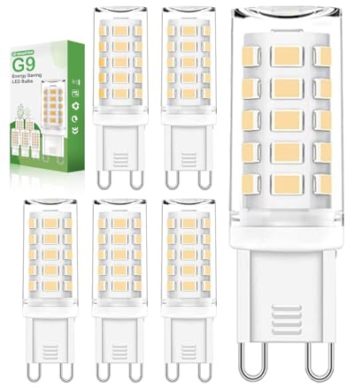 E-SMARTER G9 LED Leuchtmittel Kühles Weißes 6000K, 5W 560LM LEDs, Nicht Dimmbar LED Kaltweiss, Energiesparende LED Lampen, LED Birnen, 360° Abstrahlwinkel Glühbirne G9 für Kronleuchter, 6er Stück
