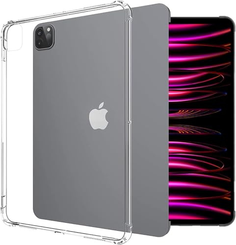 World biz Transparente Schutzhülle für iPad Pro 12,9 Zoll 2022/2021 (6. / 5. Generation), weich, schlank und leicht, TPU, transparent, stoßfest, erhöhter Rand, Gel-Tablet-Hülle, iPad 12,9 Zoll