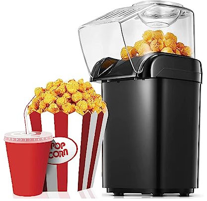 HSWOYEA Mini Machine à Pop-Corn électrique Domestique à Faire soi-même, Machine à Pop-Corn à air Chaud Rapide en 2 Minutes pour Une collation sans Gras et Saine - Parfait pour Le cinéma Maison, Noir