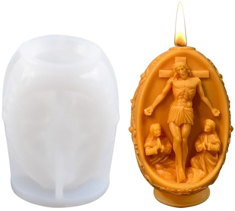 WANDIC Moule en silicone Jésus de Pâques, 1 moule à bougie en résine époxy à motif animal pour décoration
