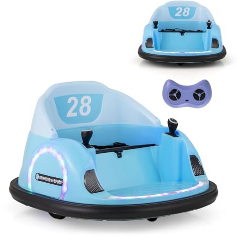 SOARS 6V Bumper Car, Autoscooter für Kinder mit Fernsteuerung, blinkenden LED-Lichtern, Soundeffekten, Elektrofahrzeug für Kinder ab 18 Monaten (Blau)