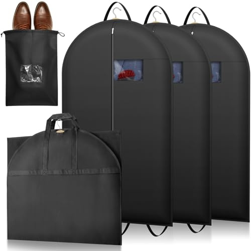 Lifewit Funda para Traje Hombre con 1 Bolsa para Zapatos Resistente, Portatrajes Impermeable, Funda Ropa Armario Plegable, 100 x 60 cm, Juego de 3