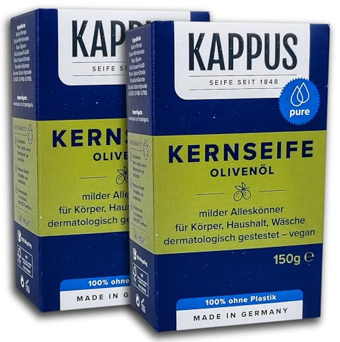2er Pack Kappus Pflanzenöl Kernseife Olivenöl 2 x 150 g Seifenstück