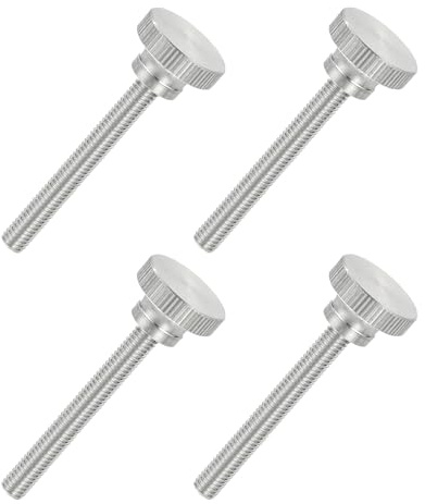 sourcing map 4 tornillos de cabeza moleteada plana M6 x 50 mm, acero inoxidable 304 totalmente roscado, tornillos de tornillo de pulgar para iluminación de electrodomésticos, equipos electrónicos