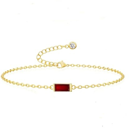 WATEFOER Geburtsstein Armbänder Gold für Damen zierlich verstellbare Kette Armband nicht anlaufen 18k Vergoldet Geburtsstein Anhänger Armband Mode Goldschmuck Geschenke