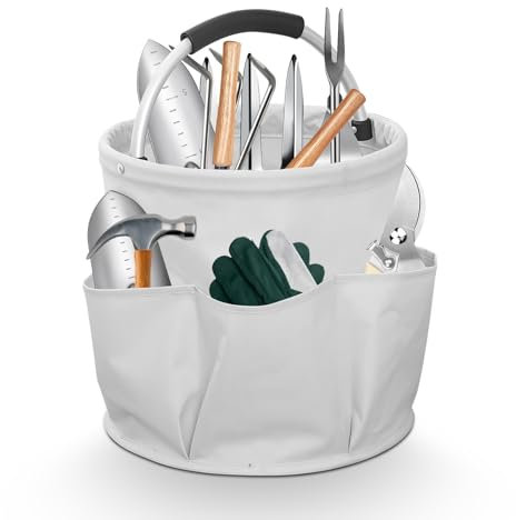 Sporgo Borsa da giardino da 17 l per attrezzi da giardino: borsa pieghevole per attrezzi da giardino in tessuto Oxford 600D, borsa per attrezzi da giardino, cestino da giardino con 1 scomparto