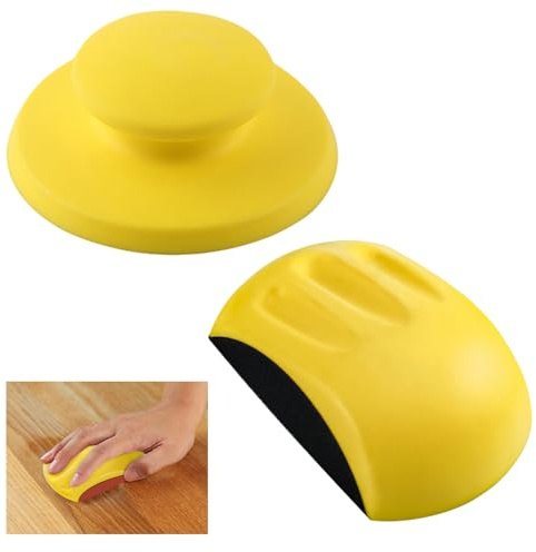 Druuzyl 125mm Bloque de Lija de Bucle y Gancho, Lijadora Manual Redonda y en Forma de Ratón, Bloque de Lijado Manual con Velcro para la Artesanía de Madera y Restauración de Muebles