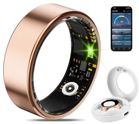 HNCY Bague Connectée Smart Ring avec Fréquence Cardiaque, SpO2, Podomètre, Suivi de Fitness pour Femme et Homme - IP68, Compatible Android iOS (10#)