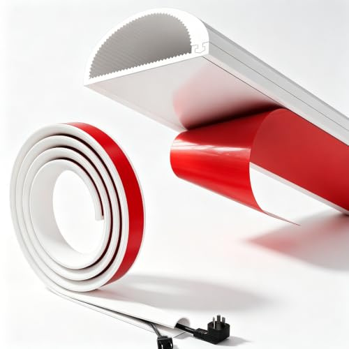 Conwang White Cable Trunking Self Adhesive For 2-3 Electric Cables | Flexible Wire Covers For Cables,Conduit Wire Trunking,TV Cable Hider For Wall,Silicone Side Opening Wire Hider For Cables,3 m