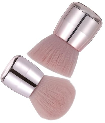 SAFIGLE 2pcs Mushroom Head Foundation Brushes for Face Powder and Blusher, Retractable Design, Soft Synthetic Bristles, Portable Makeup Tool Set for Travel and Daily Cosmetic Application