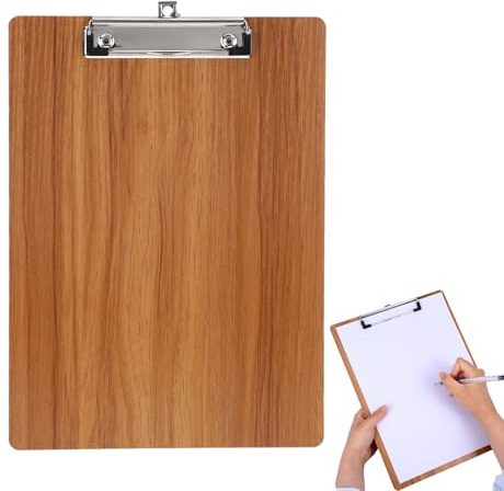 Klemmbrett A4 Holz mit Klammer für Tägliche Notizen Kirsche | Klemmbretter A4 für zum Organisieren von Quittungslisten, Täglichen Geeignet für den Einsatz in Schulen, Büros, Supermärkten