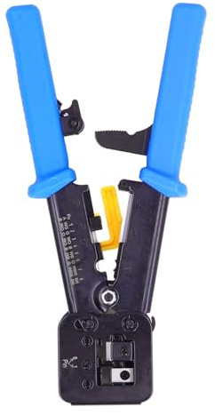 Pinza crimpatrice RJ45 professionale in acciaio robusto per cavi Ethernet CAT6 e CAT5E per la chiusura di cavi di rete e cavi dati e vocali (blu)