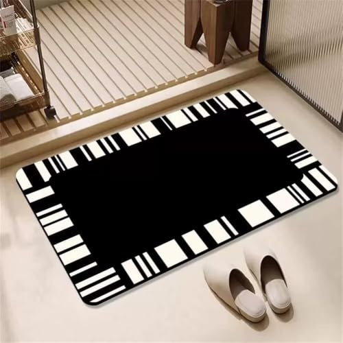 Ultrasaugfähige, rutschfeste Kieselgur-Badematte, 100 x 160 cm, maschinenwaschbar, Steinteppich, elegante schwarze Dusch- und Badewannenmatte für sichere, bequeme Nutzung im Badezimmer