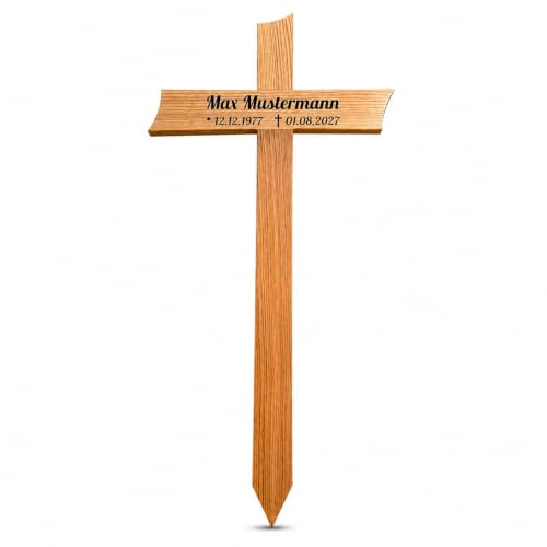 LIGNORIA Grabkreuz Premium 155 cm, personalisiert, Holzkreuz | Original Friedhofsgröße, handgefertigt in Deutschland, hochwertig für Grab und Gedenkstätte, langlebig