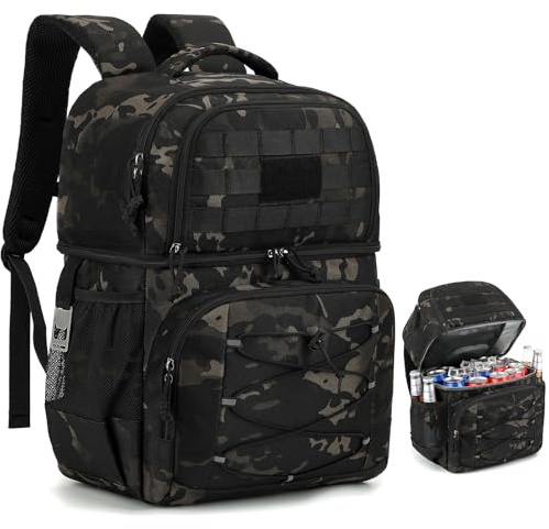 TONRUYN Kühlrucksack mit Doppeldecker Taktischer Kühltasche Rucksack Herren Klein Isoliert Auslaufsicherer Rucksack mit Kühlfach Leichter für Strand, Picknick, Camping, Mittagessen, Wandern