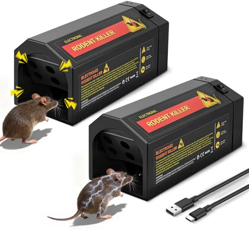 Strixorn 2 trampas eléctricas para Ratas de 7000 V, Recargables. El Alto Voltaje Mata a los Ratones al Instante y sin Dolor. Eficaz contra Ratones pequeños. Higiénica. Ideal para Usar en la Cocina.