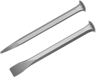 Wswqop 2 Piezas Cincel para Tallado de Piedra Set de Chiseles Flat Y Punta Cincel para Corte de Cemento Cincel de Superficie Granallada de Alta Durabilidad a, 250 mm, Individual