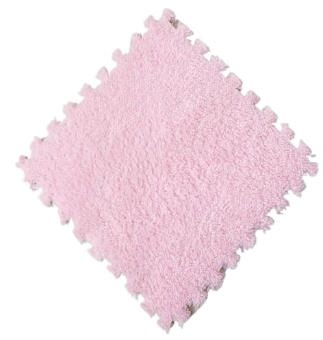 Ineinandergreifende Plüsch-Schaumstoffmatte 10 Stück weiche Plüsch-Puzzlematte, ineinandergreifende Bodenmatte, 30 x 1 cm, Warmer Teppich, Übungsfliesen-Teppich(Color 6)