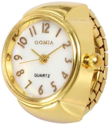 Ring-Uhr, cool, elastisch, analog, Fingeruhr, Zifferblatt, Herrenuhr, aufziehbare Armbanduhr, gold, One Size