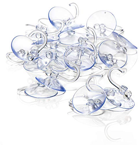 com-four® Portaventosa 20X con Ganci in Plastica - Ganci Multiuso per Lucine e Altre Decorazioni - Ganci da Parete (20 pezzi - Ø 4cm)