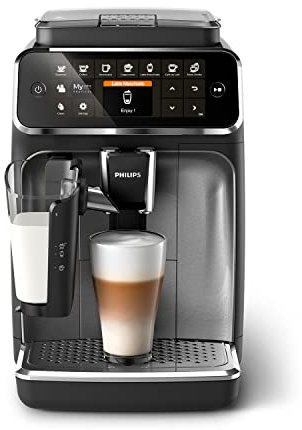 -Philips 4300 Series Macchina da Caffè Automatica - Montalatte LatteGo, 8 Bevande, Display Intuitivo, Nero (EP4346/70)