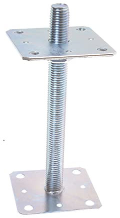 Aqbau® Pfostenträger Stützenfuss höhenverstellbar 110 x 110 x 250 mm Pfostenträger verstellbar Pfostenträger Bodenfuß Betonfuß Zum Aufschrauben Pfostenanker Verzinkt