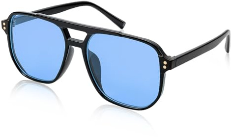 FEISEDY Retro Square Sonnenbrille Damen Herren 70er Jahre Vintage B2835 | Trendy Brille, Double Brücke, UV400 Schutz