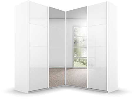 Rauch Möbel QUADRA, Eckschrank, Farbe Hochglanz Weiß/Weiß, Breite 181 cm