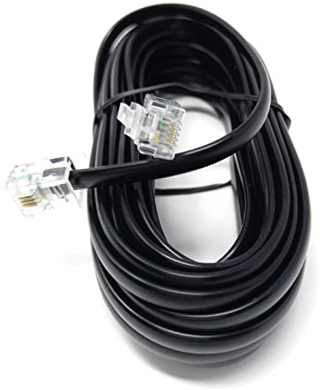 DRUT RJ11 to RJ11 Landline Cable, 5m, Black | Telephone, ADSL, 6P4C, Flat Lead, High Speed BT Internet Broadband, Male to Male Router Modem Phone Extension Wire, 16.5ft