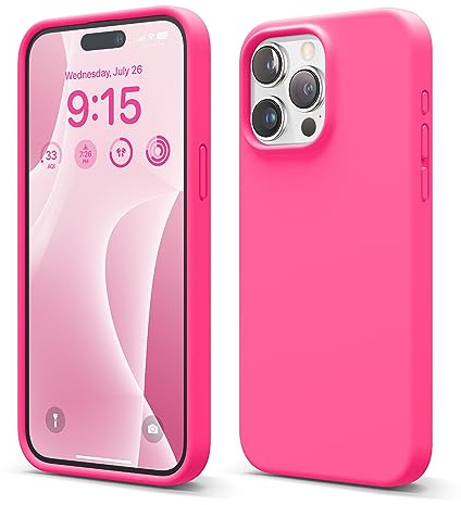 elago Cover in Silicone Liquido per iPhone 15 Pro Max | Silicone Premium, Protezione Completa, Antiurto a 4 Strati, Fodera Morbida in Microfibra Antigraffio (Rosa Vivo)
