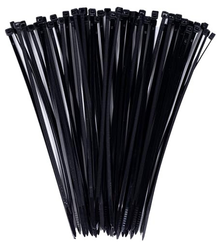 Cable Ties Black, 100 Pack Zip Ties 10 inch UV Resistant, 250mm x 3.6mm Tensile Strength 40lbs, Nylon Plastic Self Locking Large Heavy Duty Cable Wrap for Tidy Wires Home Workshop and Garden
