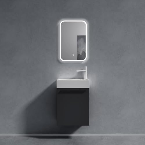 doporro Badezimmer-Set Waschplatz Badmöbel-Set Gäste WC Waschbecken Waschtisch mit Unterschrank Anthrazit matt Waschbeckenunterschrank 46x26x63cm Pisa