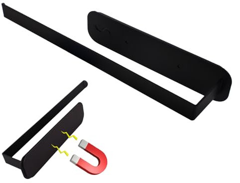 ZLLZPZD Küchenrollenhalter Magnet Küchenpapierhalter ohne Bohren, Stilvoller Schwarzer Edelstahl-Rollenhalter Starkes Adsorptionsgestell Geeignet für Kühlschränke und Mikrowellenherde