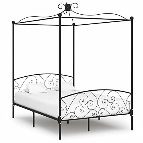 heybb Himmelbett-Gestell Schwarz Metall 120 x 200 cm Himmelstange Klemmen Betthimmel Stange Himmelbett Gestell Moskitonetz Halterung Bett