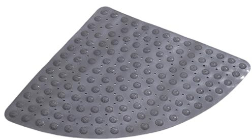 Wansiman Eckduschmatte,Duschmatte rutschfest Halbrund,Schnell Trocknende Eck-Duschmatte,Duschmatte Dreieckig,Schnell Trocknenden,Viertelkreis,SaugnäPfen,AblauflöChern,FüR Badewanne Und Nassbereiche