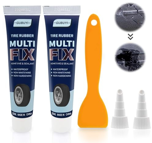Colla per Riparazione Pneumatici,Mastice per Riparazione Pneumatici,Colla Adesive in Gomma,Ripara Gomme Auto Colla,Ripara Rapidamente Auto, Moto, Crepe e Buchi negli Pneumatici(2 PCS)