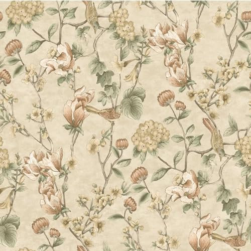 Holden Decor Floral Bird Trail Cream Wallpaper 13600