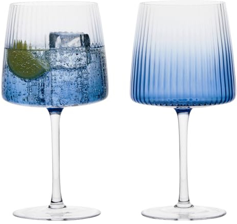 Anton Studio Designs – Set mit 2 Empire Blue Gin-Gläsern – Premium Blue Gin-Gläser